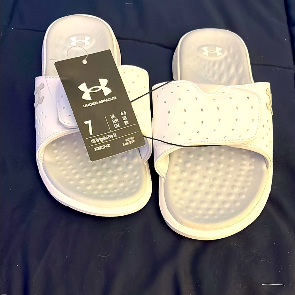 Under Armour White UA W Ignite Pro SL Slides